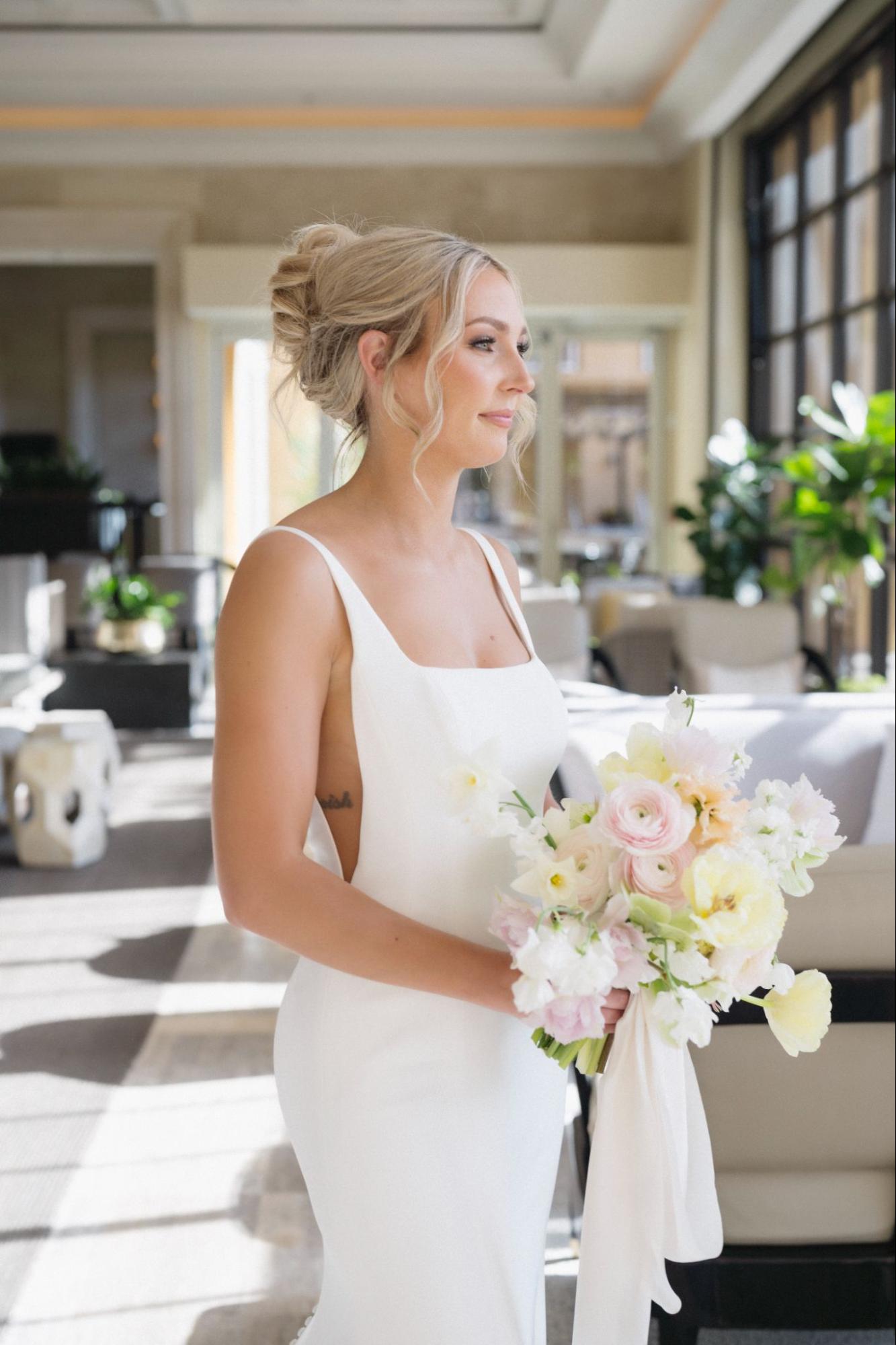 Makeup artist Orlando FL | Makeup Artist Orlando Beauty Brigade | Bride with an effortless updo and soft glam makeup